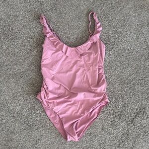 Hatch Maternity Dusty Pink Ruffle One-Piece Swimsuit